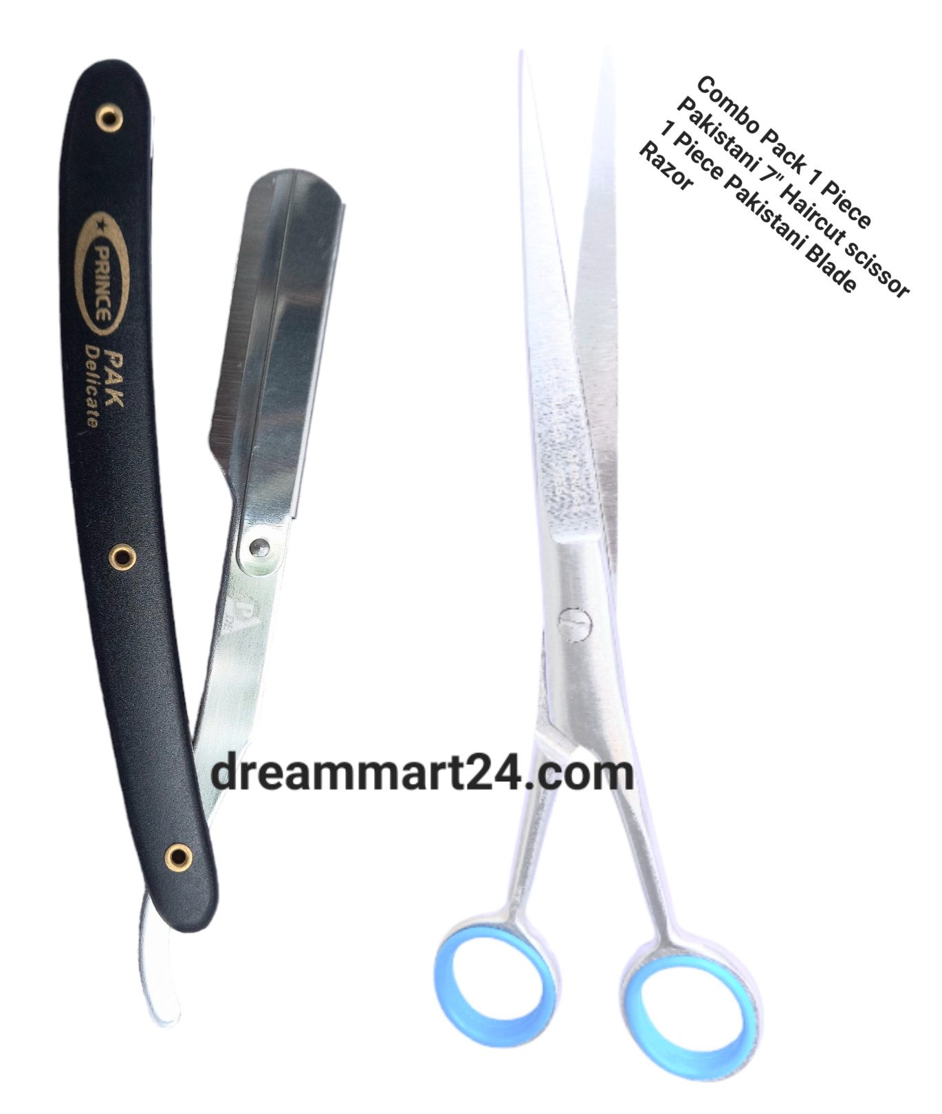 Combo Pack 1 Piece Pakistani 7" Haircut scissor 1 Piece Pakistani Blade Razor